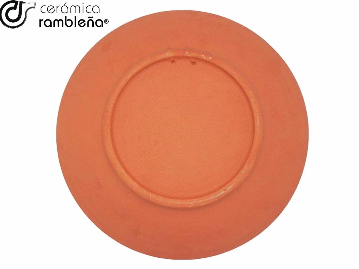 CERÁMICA RAMBLEÑA | Plato Decorativo para Colgar en Pared | Plato de cerámica | Plato decoración | Plato de Barro Rojo - Modelo D22 | 100% Hecho a Mano | 28x28x4.5 cm