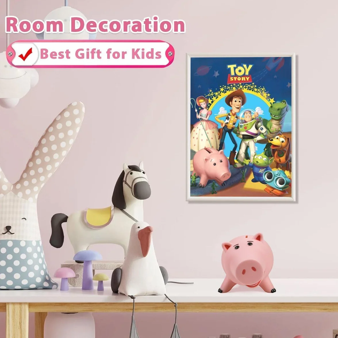 Hucha Hamm Toy Story Alcancía Ahorro de plástico Hucha para niños y Adultos Regalo de cumpleaños con Paquete Lindo, Alcancía Rosa