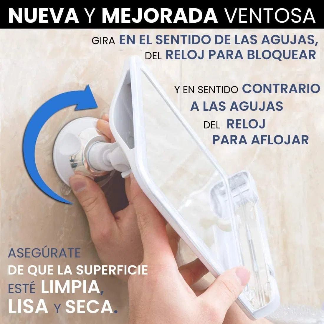 MIRRORVANA Espejo de Ducha para Afeitado - Espejo antivaho irrompible con Ventosa 20 cm x 17 cm (Blanco)