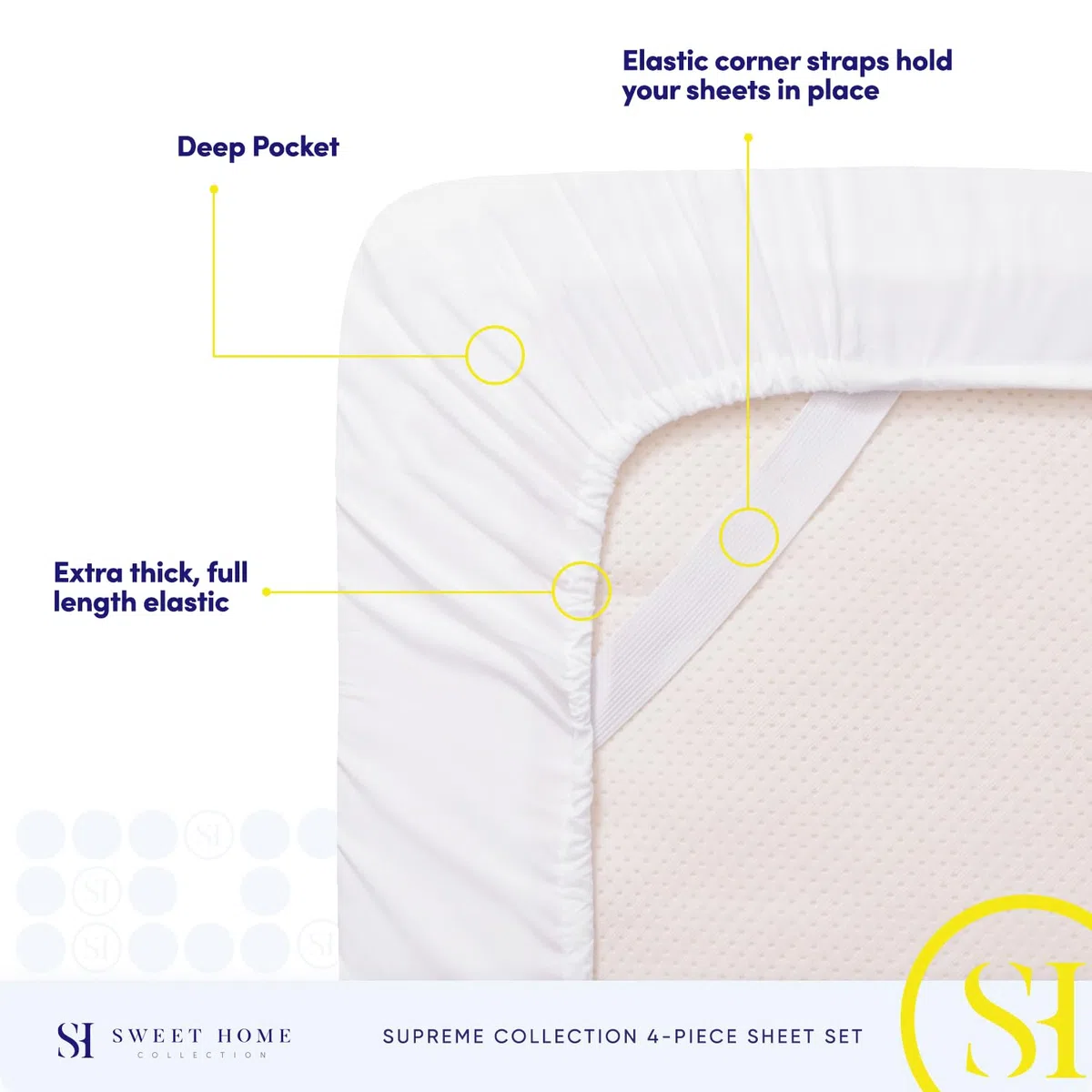 Sweet Home Collection Juego de Ropa de Cama de Microfibra cepillada egipcia Suave de 1800 Hilos, con 2 Fundas de Almohada, tamaño Extra King, Color Blanco