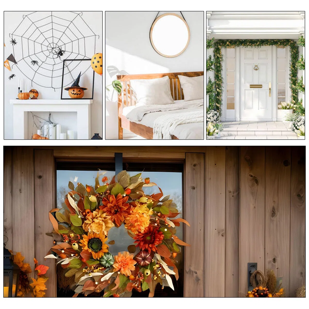 Coronas De Otoño Para La Puerta De Entrada 42 Centímetros Artificial con | Coronas Otoñales para Exterior Para Decoración de Puerta Pared y Ventana para de Acción de Graci