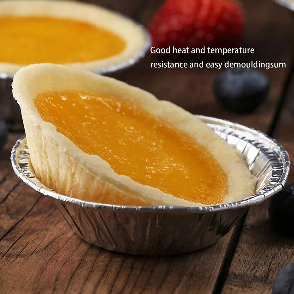 100 moldes de 7 cm para tartas, redondos, desechables, de aluminio, para tartas, pastelería, pudding