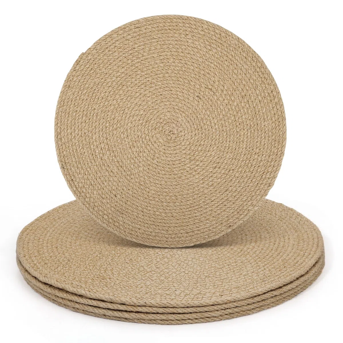comfoyar Juego de 4 Manteles Individuales Trenzado Redondo Natural, Salvamanteles Individuales de Manteles Resistente al Calor para Cocinas y Comedores Decoración de Mesas para Fiestas 33cm
