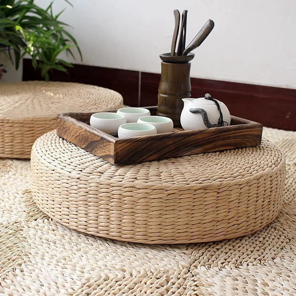 HUAWELL Tatami - Cojín redondo acolchado para asiento al aire libre (2 unidades, tamaño más grande)
