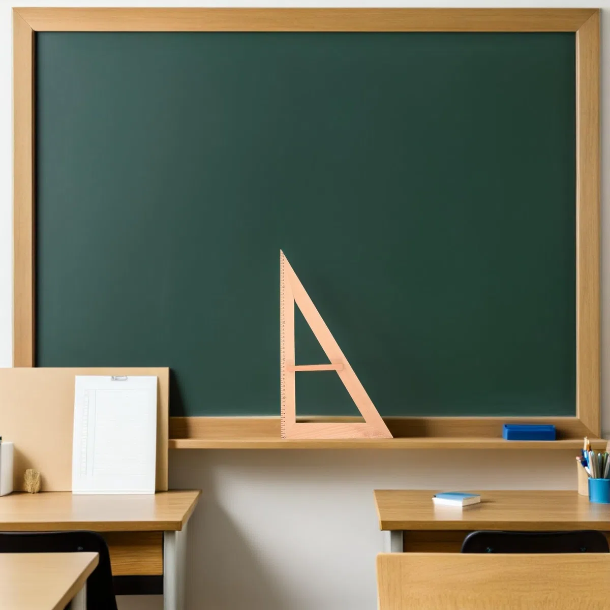 Regla Recta y Escuadra de Madera 50 CM 2 Piezas Herramienta de Medición para Estudiantes en Dibujo y Costura