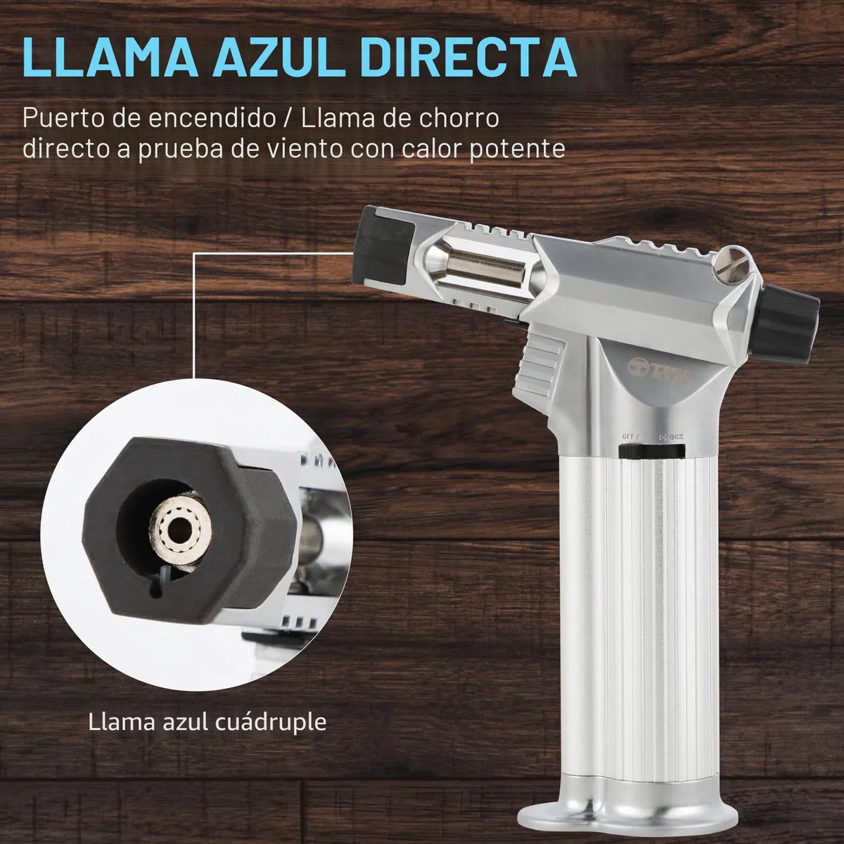 Todo metal, soplete de soldadura, quemador de butano de cocina profesional con bloqueo de seguridad, llama recargable ajustable multiusos, recargable para barbacoa, al aire libre, hornear, artesanía y