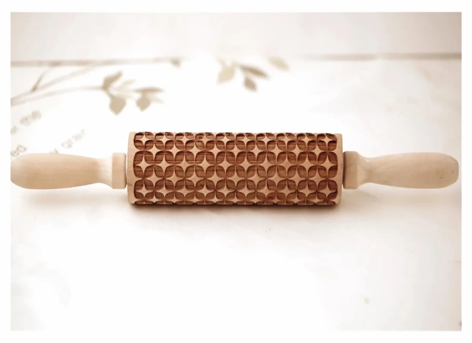 Rodillo de Madera con Grabado Profundo for Hornear, 35 x 4,5 cm, con Forma de Galletas en Relieve, Monedas Antiguas, 3D para Cocina, Pastelería