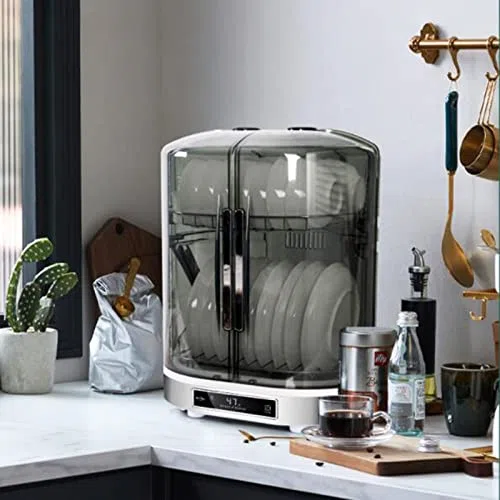 Gabinete de desinfección de cocina, esterilizador vertical de 55 litros con secado e iluminación de escritorio, limpia y desinfecta utensilios de cocina sin esfuerzo