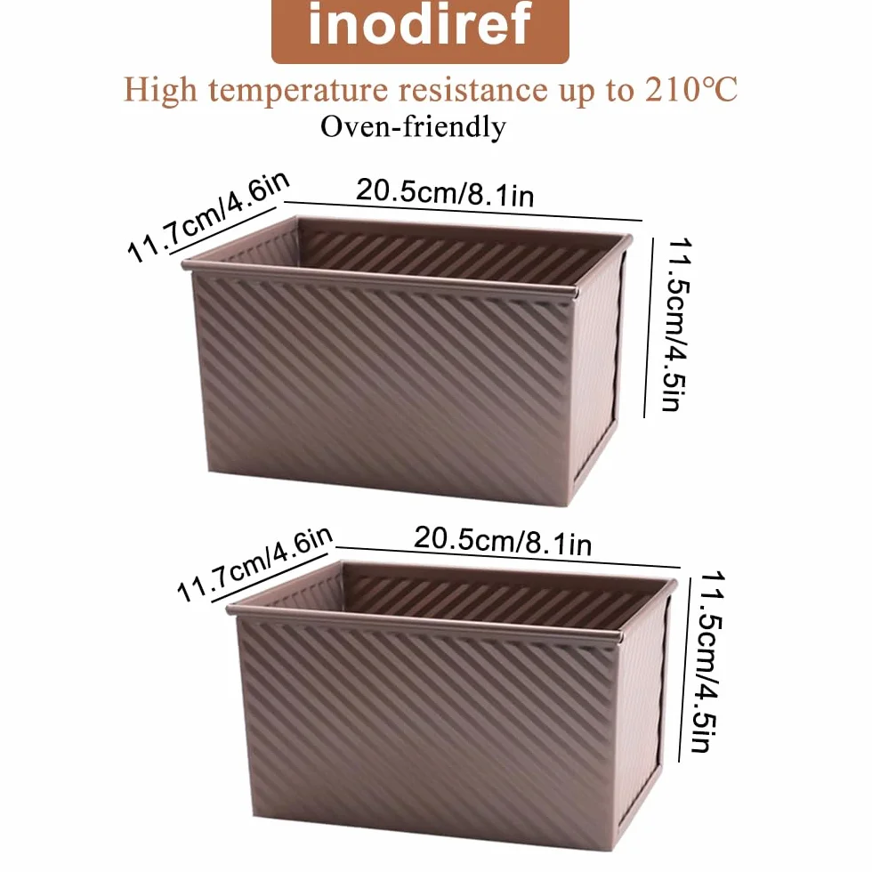 2 Piezas Moldes Para Pan Con Tapa Masa de 900 g (2 lb) Molde Para Pan De Molde Con Tapa Antiadherente Molde Rectangular Reposteria Acero Al Carbono Corrugado Para Hornear Pasteles Tostar pan