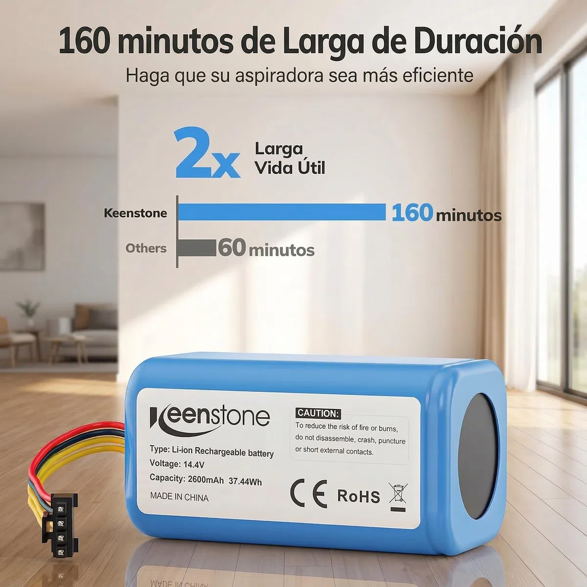 Keenstone 14.4V 2600mah Li-Ion Batería de Respuesto para Conga 1290, Conga 1390, Conga 1490 y Conga 1590