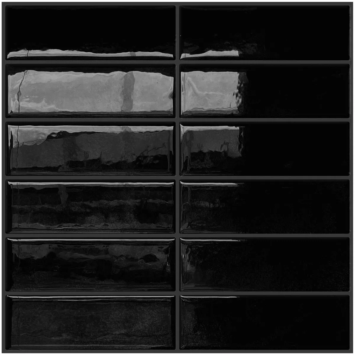 DEWOO Vinilo Azulejos Baldosas Adhesivo pared Rectángulos Metro Papel Pintado Ladrillo para Cocina y Baño Stick Tiles (10, Negro)