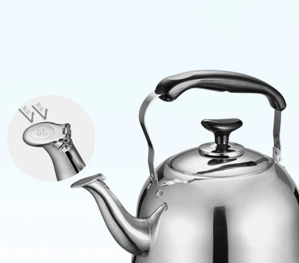 SHISHI Caldera de Acero Inoxidable 304 5L de Gran Capacidad de los hogares silba Gas Gas Cocina de inducción Universal Cocina Jarros Durable y fácil de Limpiar.