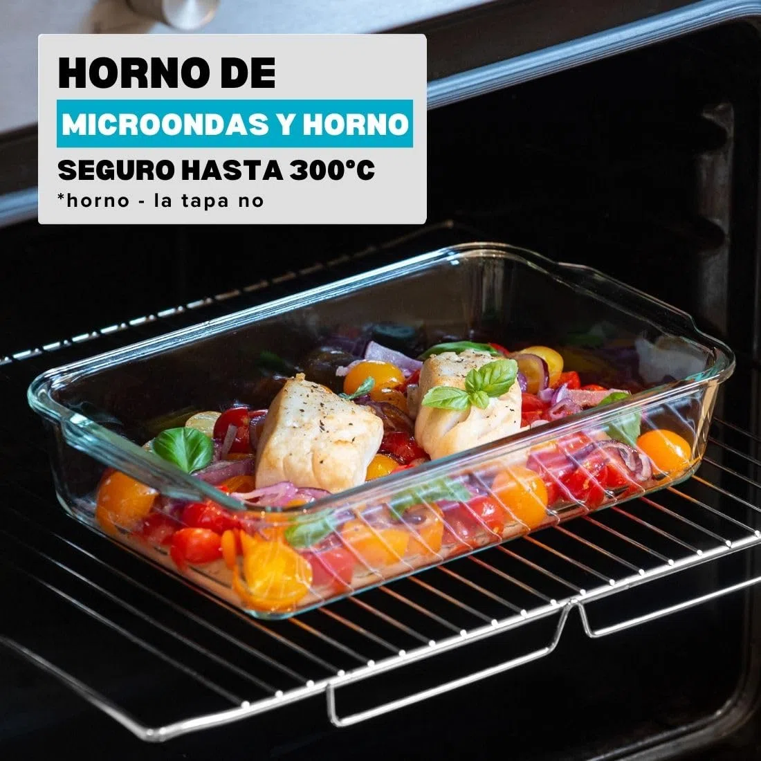 Igluu Meal Prep Fuente de Cristal para Lasagna con Tapa – Hermética Sin BPA – Aptos para Horno, Microondas, Congelador y Lavavajillas – 2.2L – Vidrio de Borosilicato