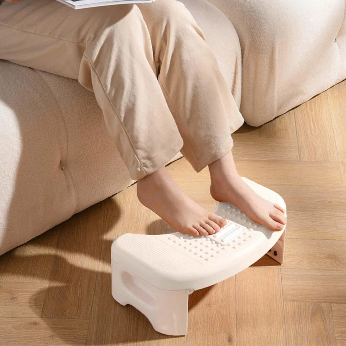 Taburete Plegable Baño Escalón Sanitario Portátil para Inodoro Taburete Movilidad Un Paso Plegable Accesorio de Plástico Práctico Material Res, Blanco, Individual