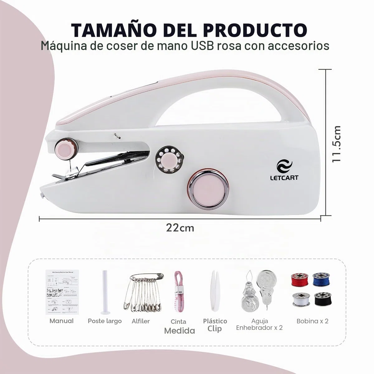 Máquina de coser de bricolaje, mini kits de costura de mano, máquina de coser eléctrica portátil con kit de costura para reparaciones rápidas y bricolaje