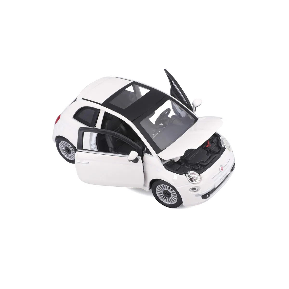 Bburago - Fiat 500 (2007) Blanco, Coche diecast a Escala 1:24, réplica Detallada con Puertas y capó abatibles, Licencia Oficial FIAT, Edad Recomendada 3+ años