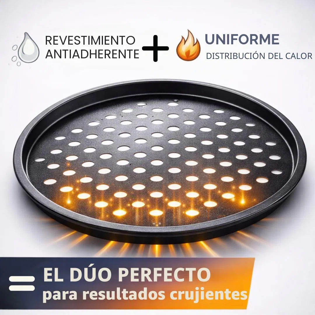 Juego de 4 bandejas para pizza de 32 cm de diámetro, bandeja para pizza y tarta de fuego de acero perforada, revestimiento antiadherente, bandeja crujiente para base extra crujiente