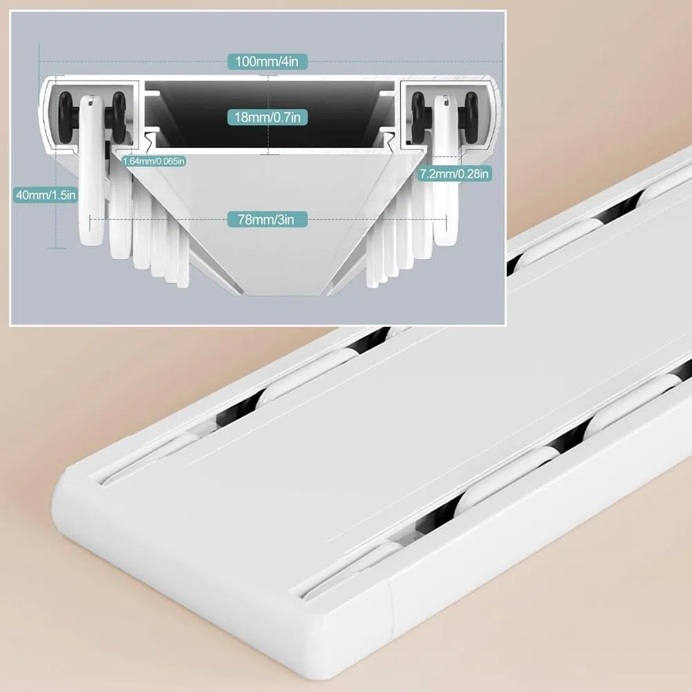 Sistema de riel de doble riel HeavyDu, montaje en techo, separadores de habitación deslizantes, perfectos para dormitorio, sala de estar y hospital (blanco 1)
