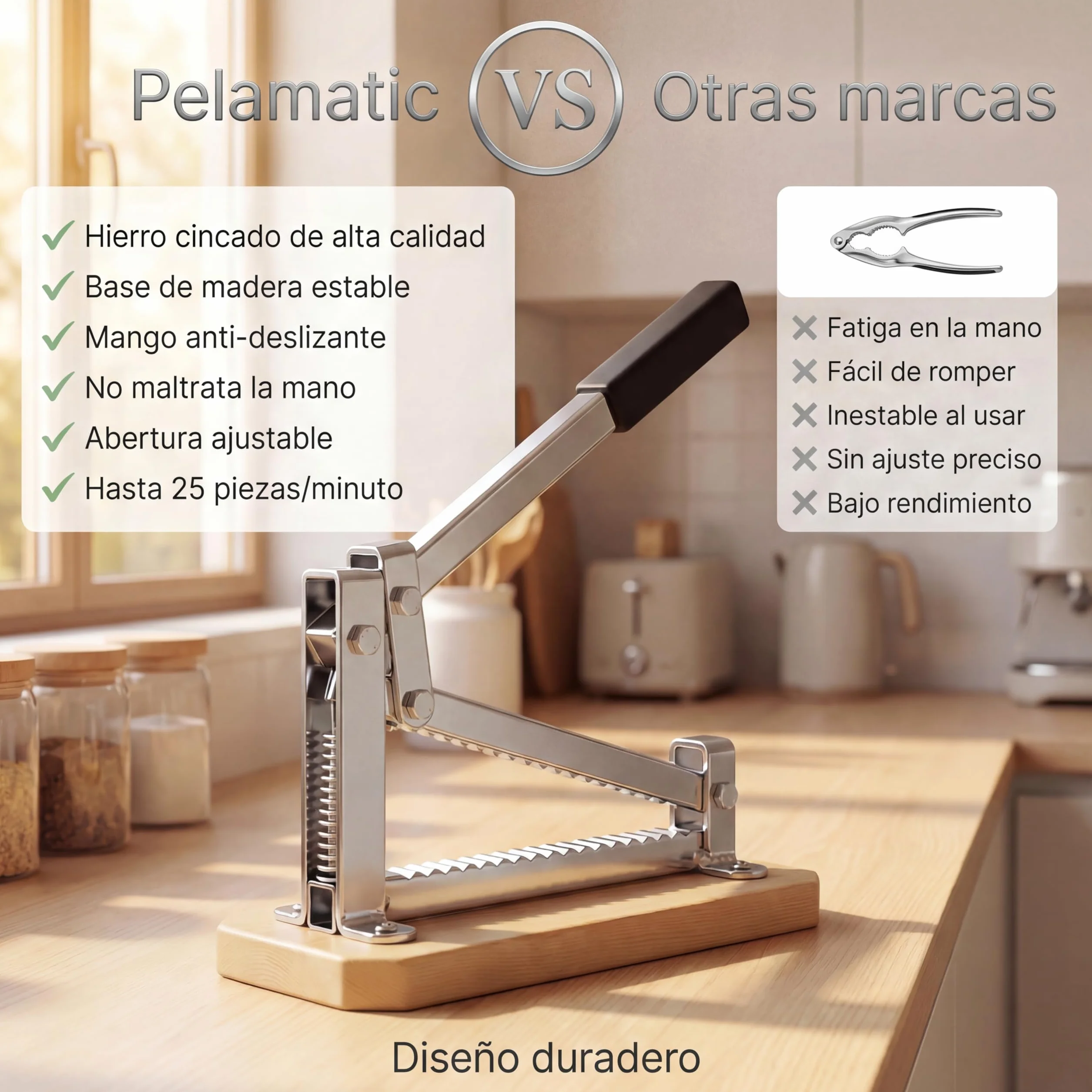 pelamatic Cascanueces, partidor, rompe almendras, Hierro