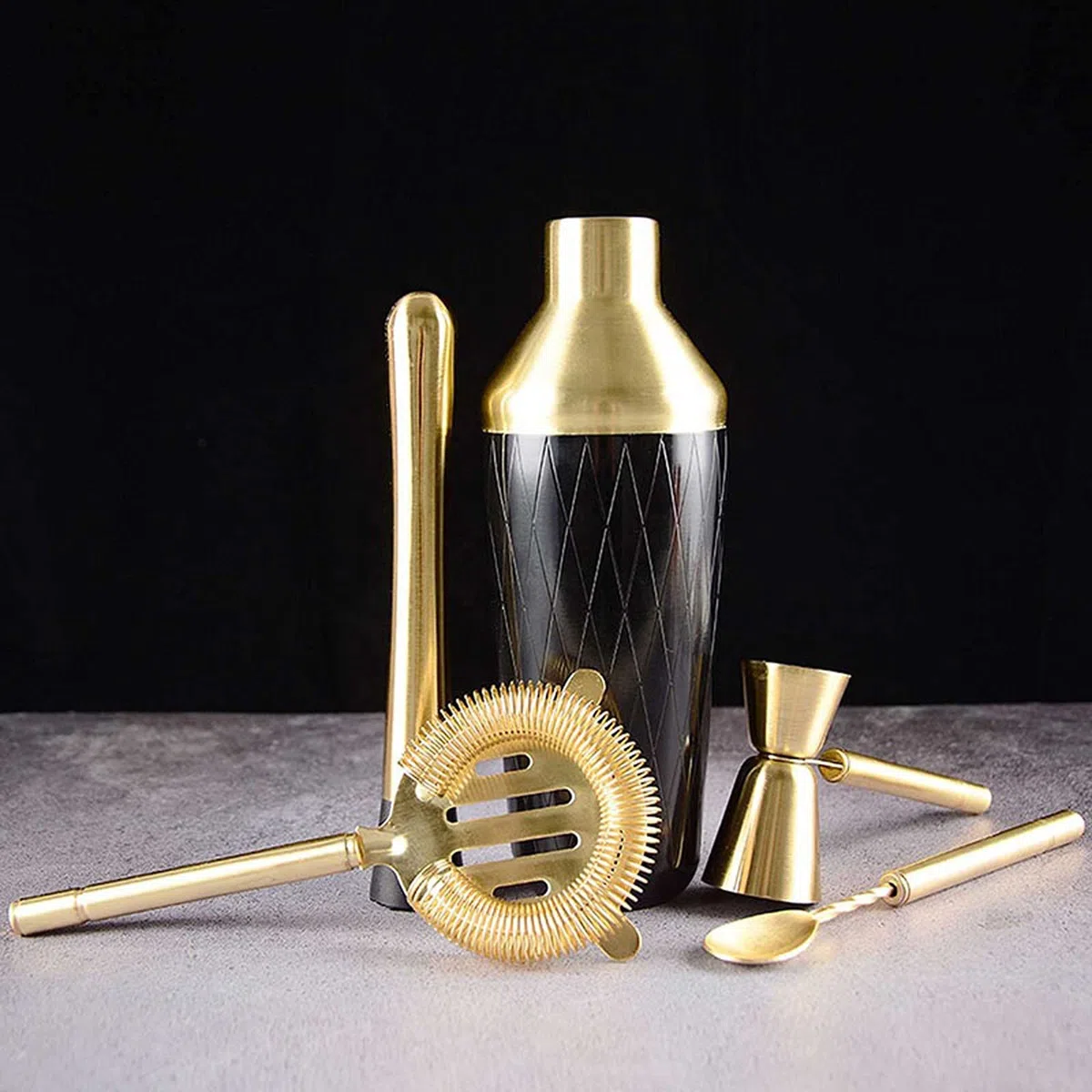 Juego de Coctelera Cocktail Shaker Bar Set con Accesorios - Kit de Martini con Jigger de medición y Cuchara de Mezcla, colador, Herramientas de Barra Profesional de Muddler Agitador de Cócteles