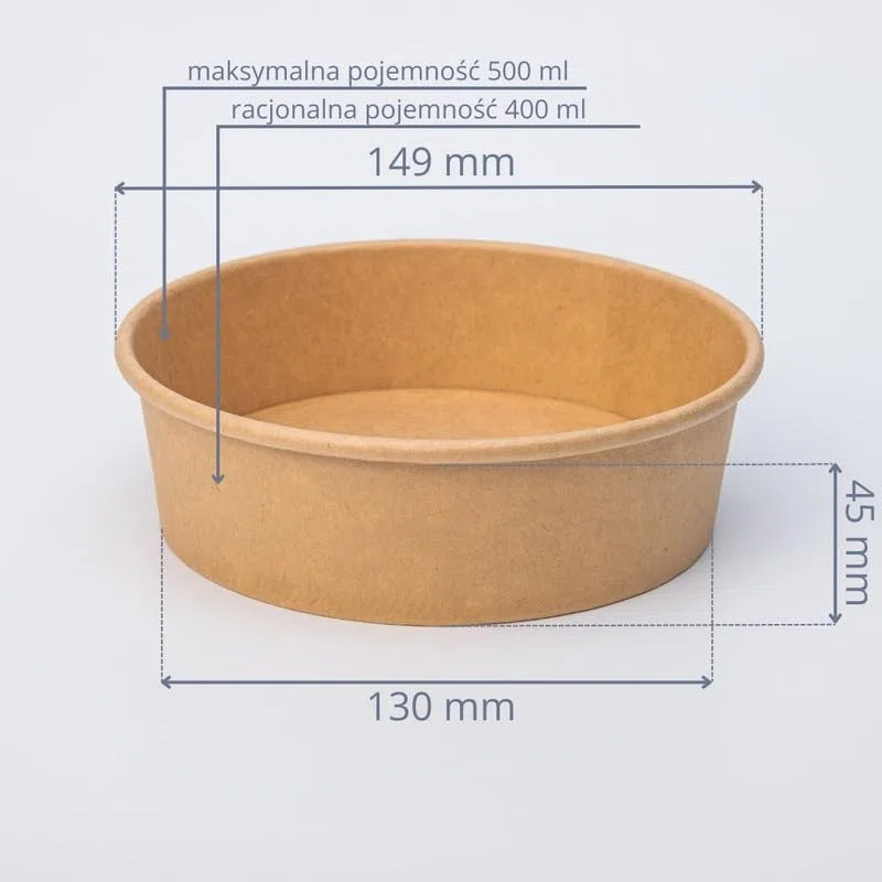 Ensaladeras Redondas de Papel Kraft 50 Unidades 500 ml | Cuencos Desechables de cartón Kraft, Ideales para ensaladas, sopas, Aperitivos y Alimentos para Llevar