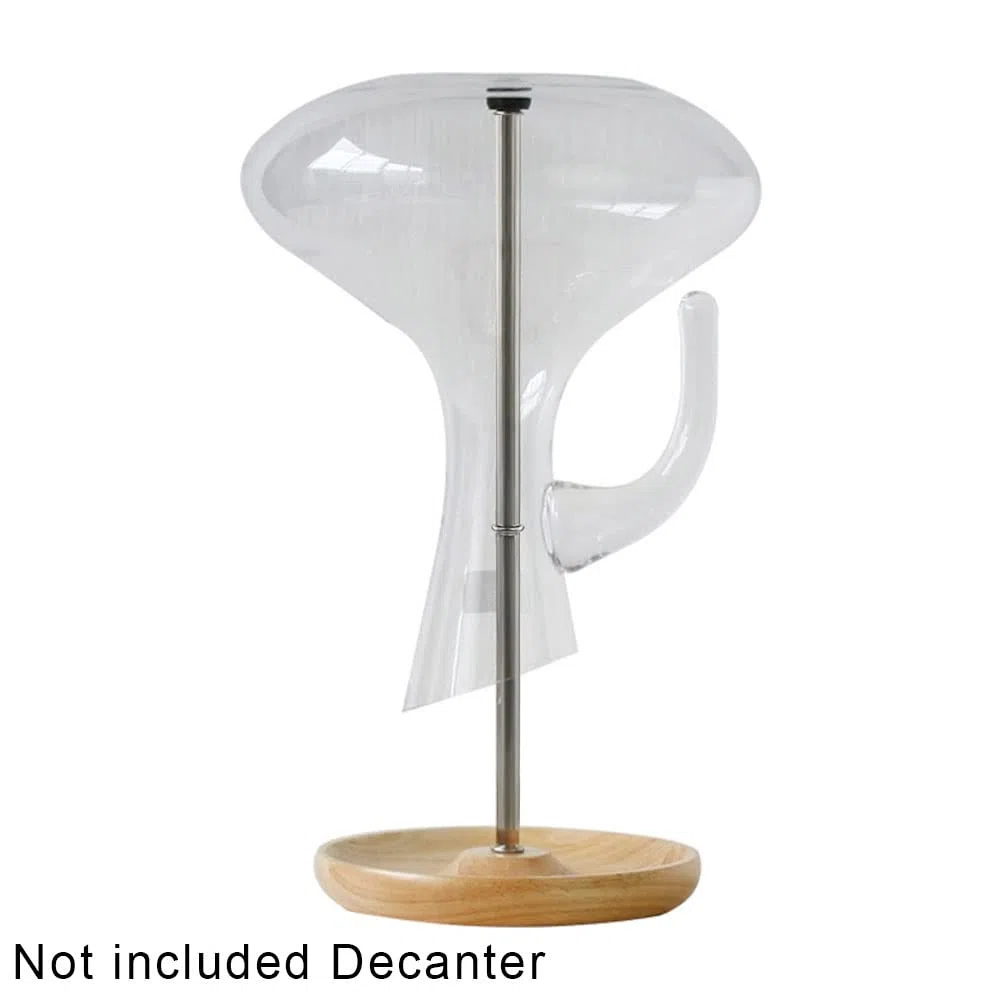 Estante de secado para decantador, soporte para decantador de secado de 2 en 1 soporte para vino con fondo de madera, almacenamiento rápido y seguro