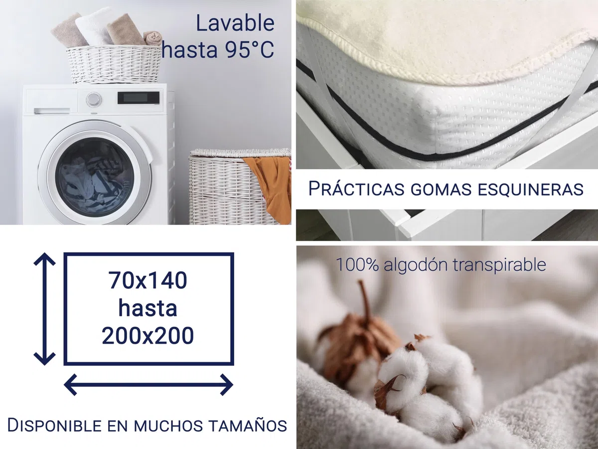 ZOLLNER Protector de colchón - Cubrecolchón con prácticos elásticos en Las Esquinas - Apto para Personas alérgicas - Algodón - Lavable a 95 °C - 160x200 cm - Calidad hotelera