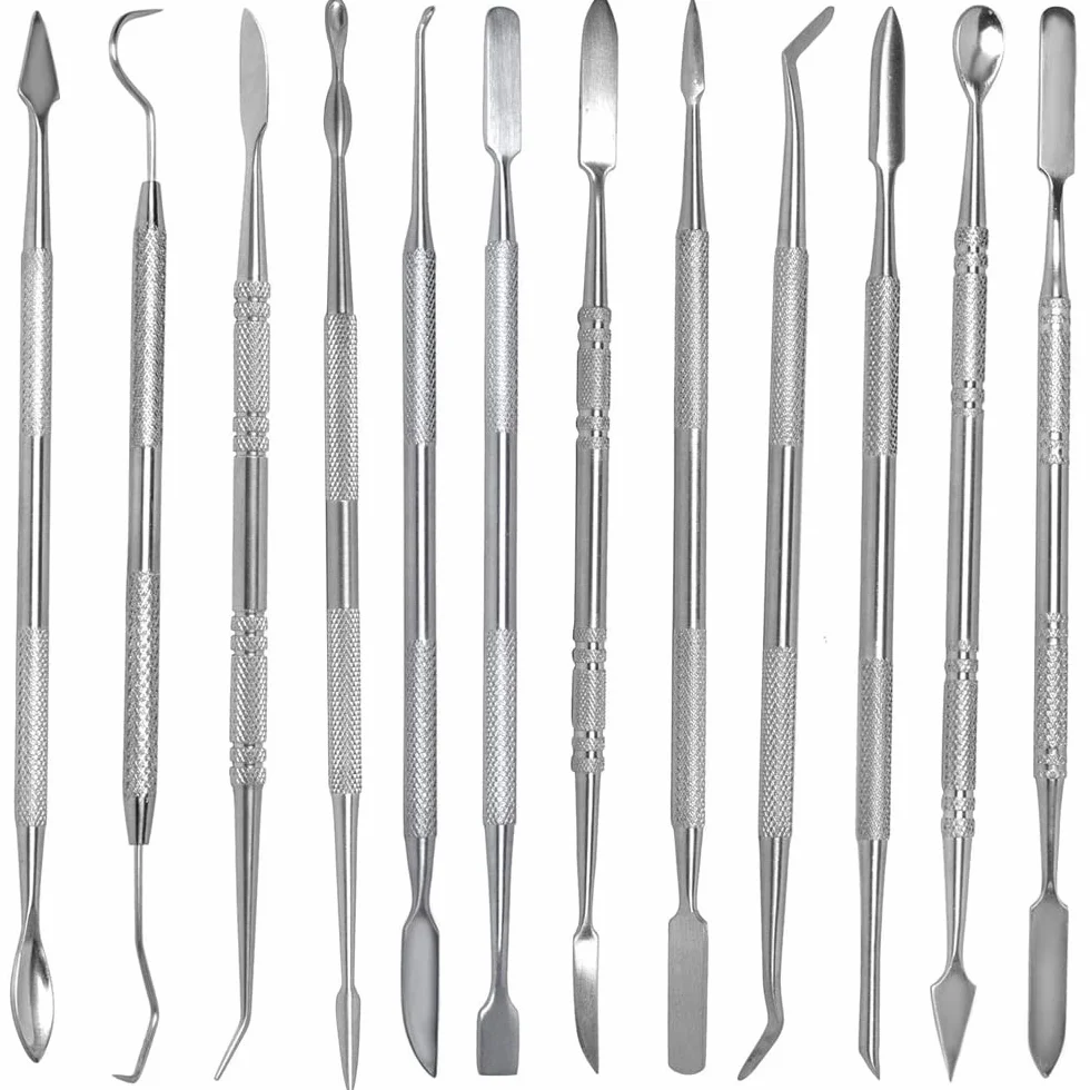 MMOBIEL Juego de 12 piezas de tallado de cera de acero inoxidable, herramientas de cincel para talladores de cera, herramientas de cincel de polímero de doble extremo, SFX, herramientas de arcilla de