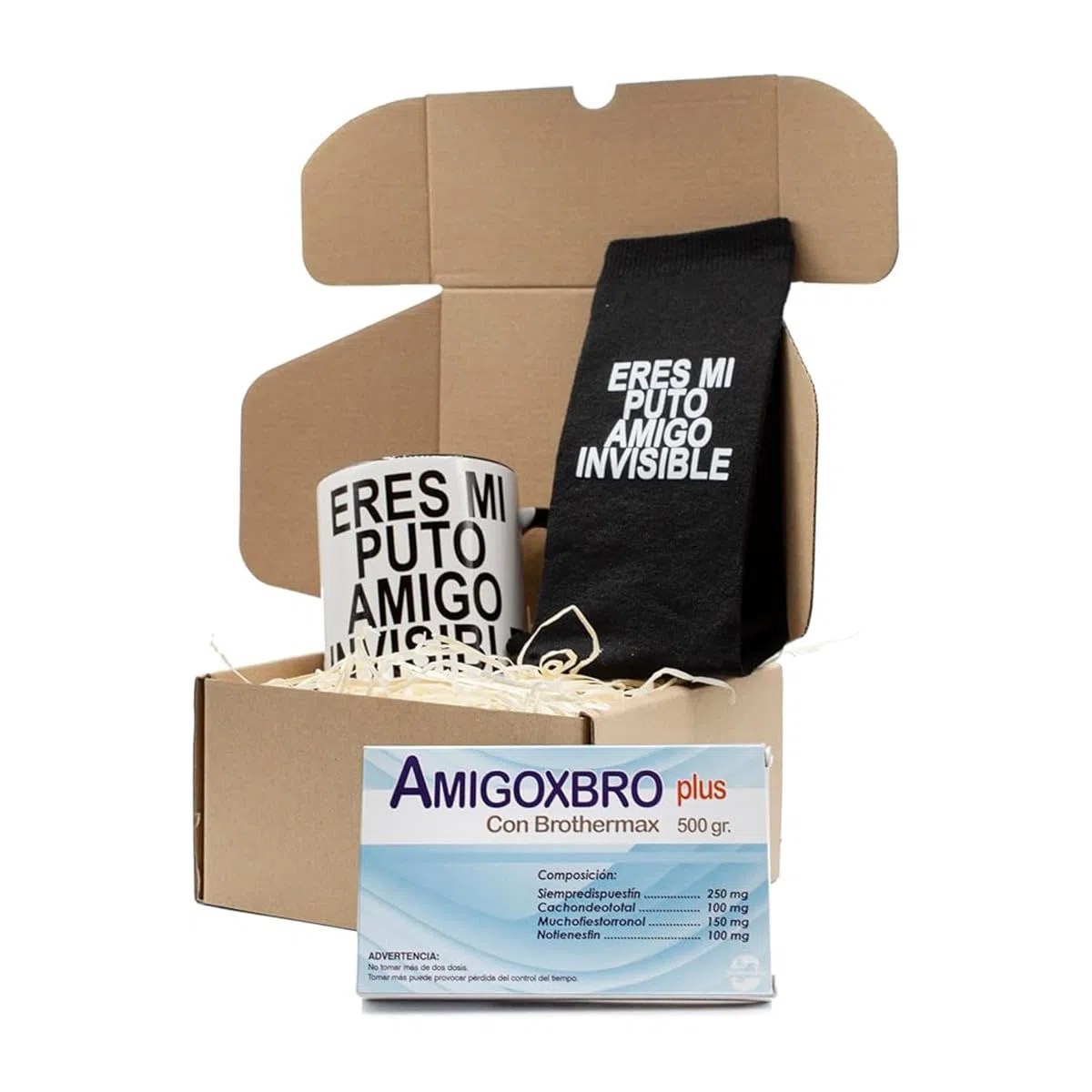 Kit Amigo Invisible - Taza Eres Mi Puto | Calcetín 40-46 | Pharmacoña | Regalos Originales Ideal Para Sorprender