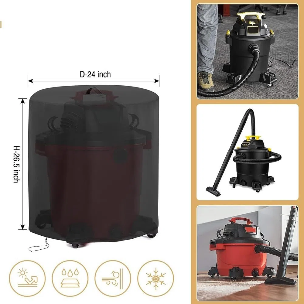 Funda para aspiradoras de tienda, húmeda y seca, 24 pulgadas de profundidad x 26.5 pulgadas de alto, funda protectora de tela Oxford 420D, con cordón ajustable
