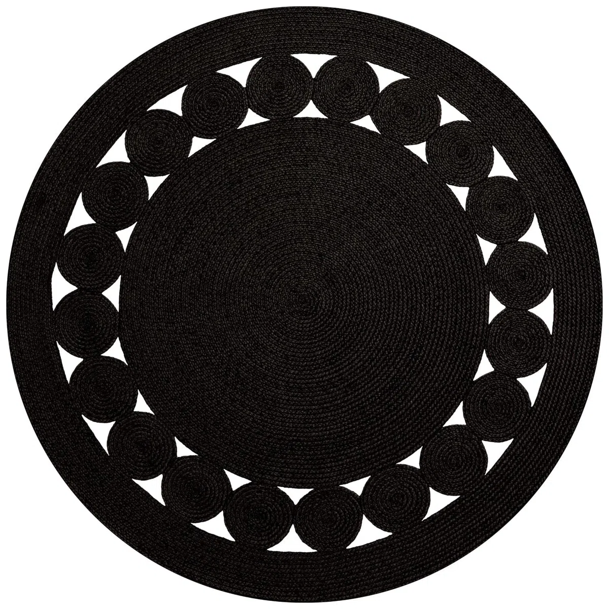 MANI TEXTILE LEYLIM - Alfombra Redonda (90 x 90 cm), Color Negro y Blanco