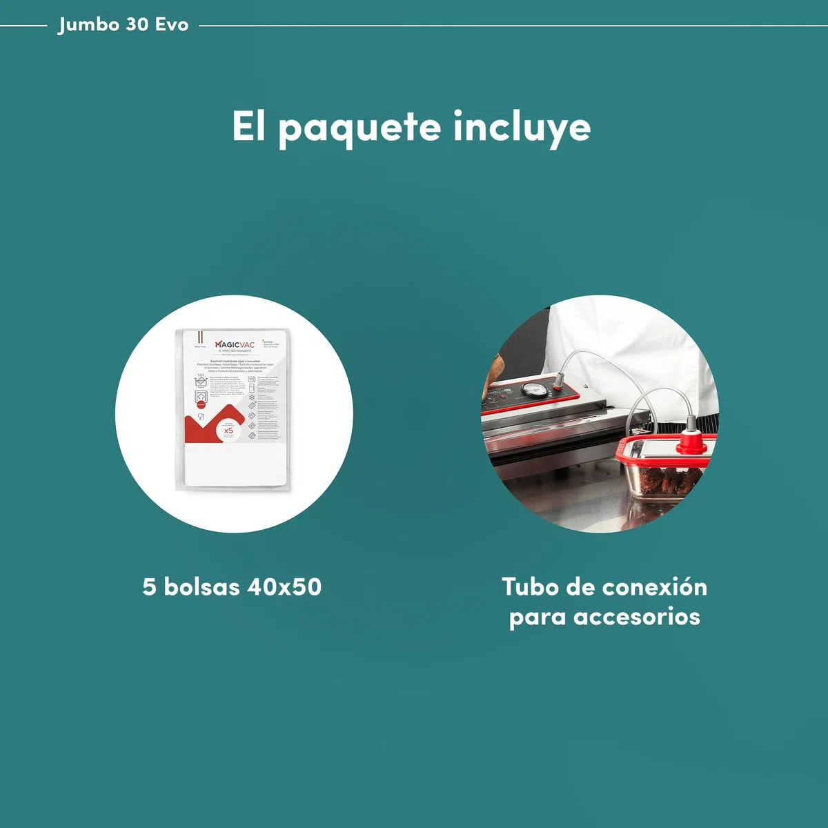 Magic Vac Jumbo 30 Evo, Máquina Envasadora al Vacío Profesional de Alimentos en Acero Inoxidable para Bolsas de Vacío y Contenedores