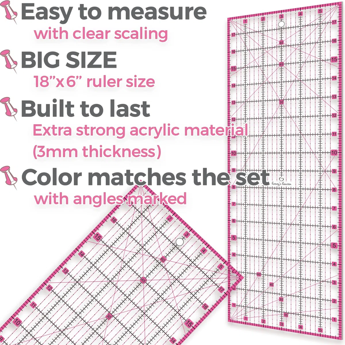 Juego de cortadores rotativos – Kit de acolchado con cortador de tela de 45 mm, 5 cuchillas de repuesto – Ideal para manualidades, costura, patchwork, ganchillo y tejer (rosa, juego A1 de 91 x 60 cm)