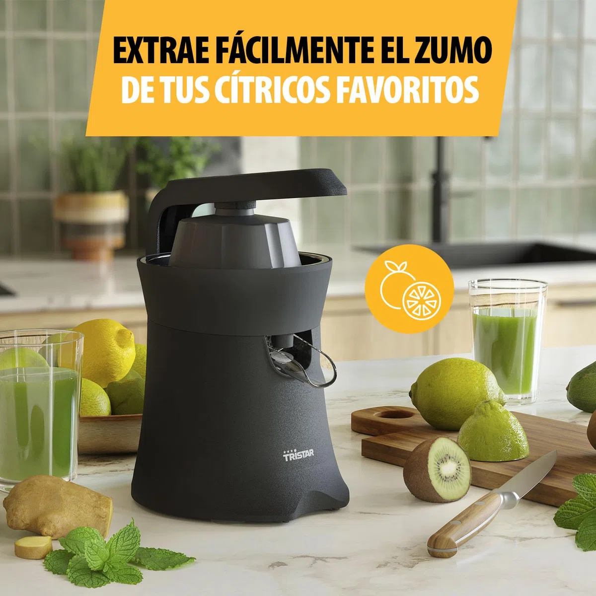 Tristar Exprimidor de cítricos | Piezas aptas para lavavajillas | 2 conos de prensa | Palanca de prensado fácil de usar | Filtro de pulpa | Servicio directo | CP-3015