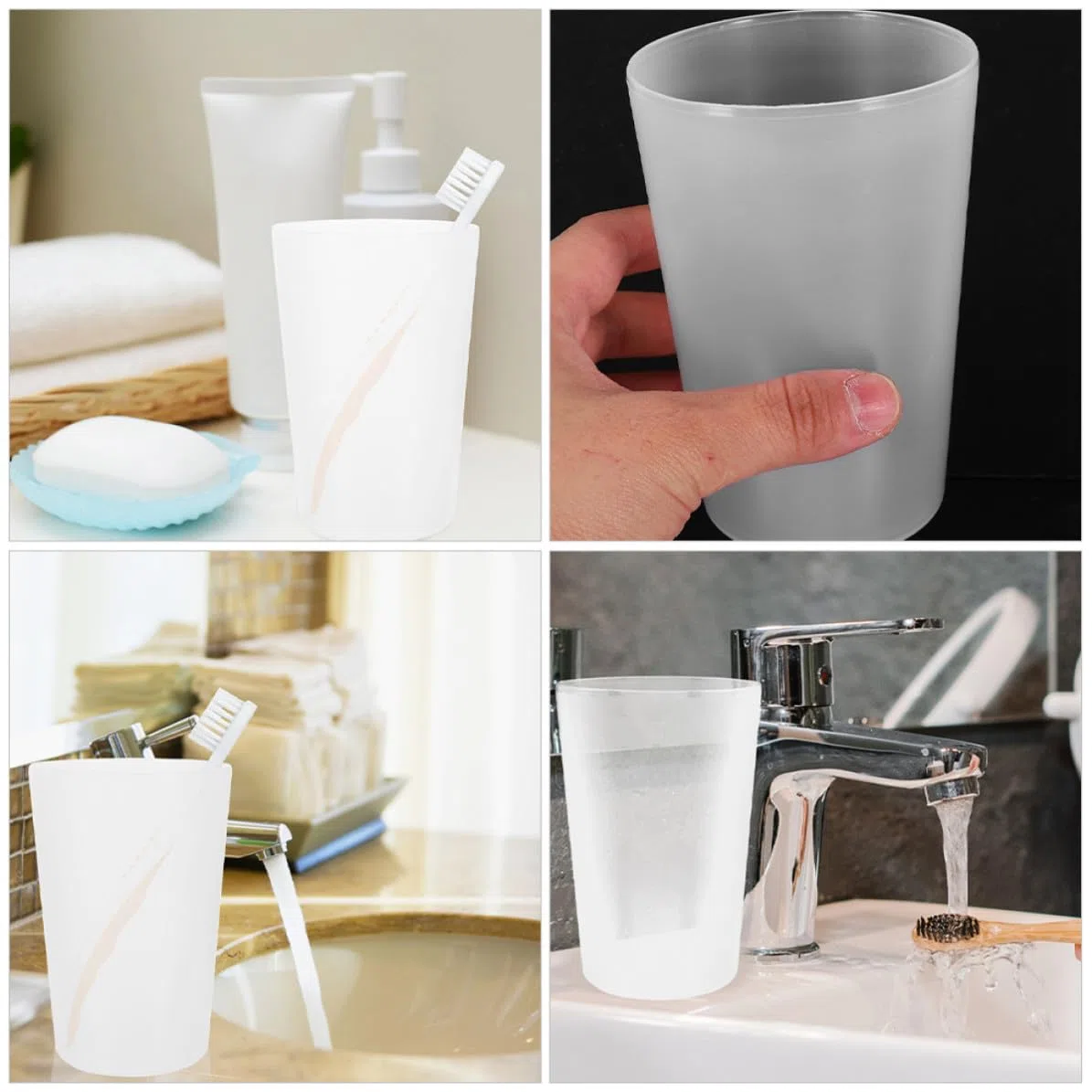 Juego de 12 Vasos para Baño de Plástico Blanco, Minimalistas y Fáciles de Manejar, Porta Cepillos de Dientes y Enjuague Bucal para Uso Diario