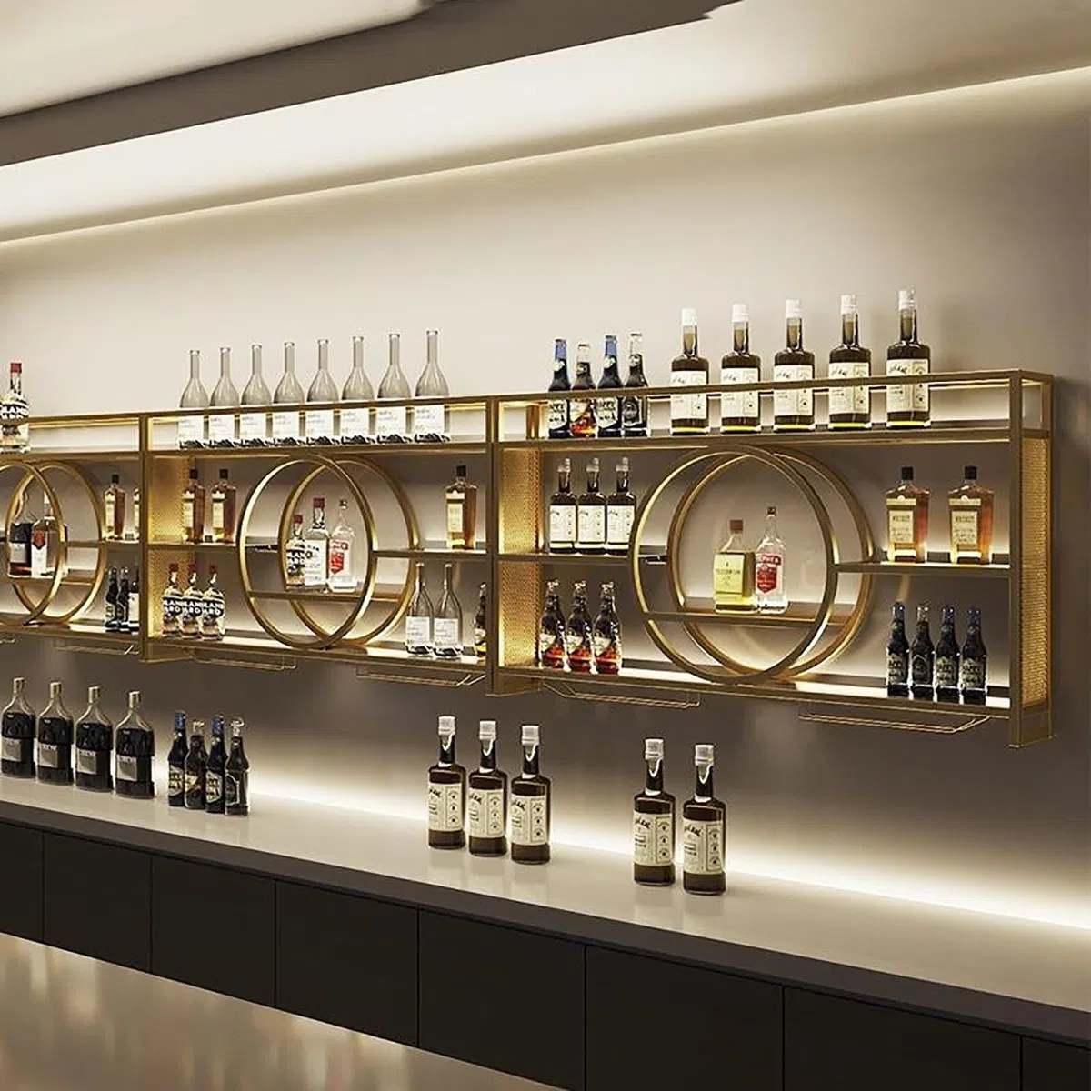 Botellero De Hierro De Estilo Industrial,Botellero De Metal Para La Pared Con Portavasos,Enfriador De Vino Montado En La Pared Para Bar,Estante Para Botellas De Vino Y Copas De Vino,Estantería De Vino