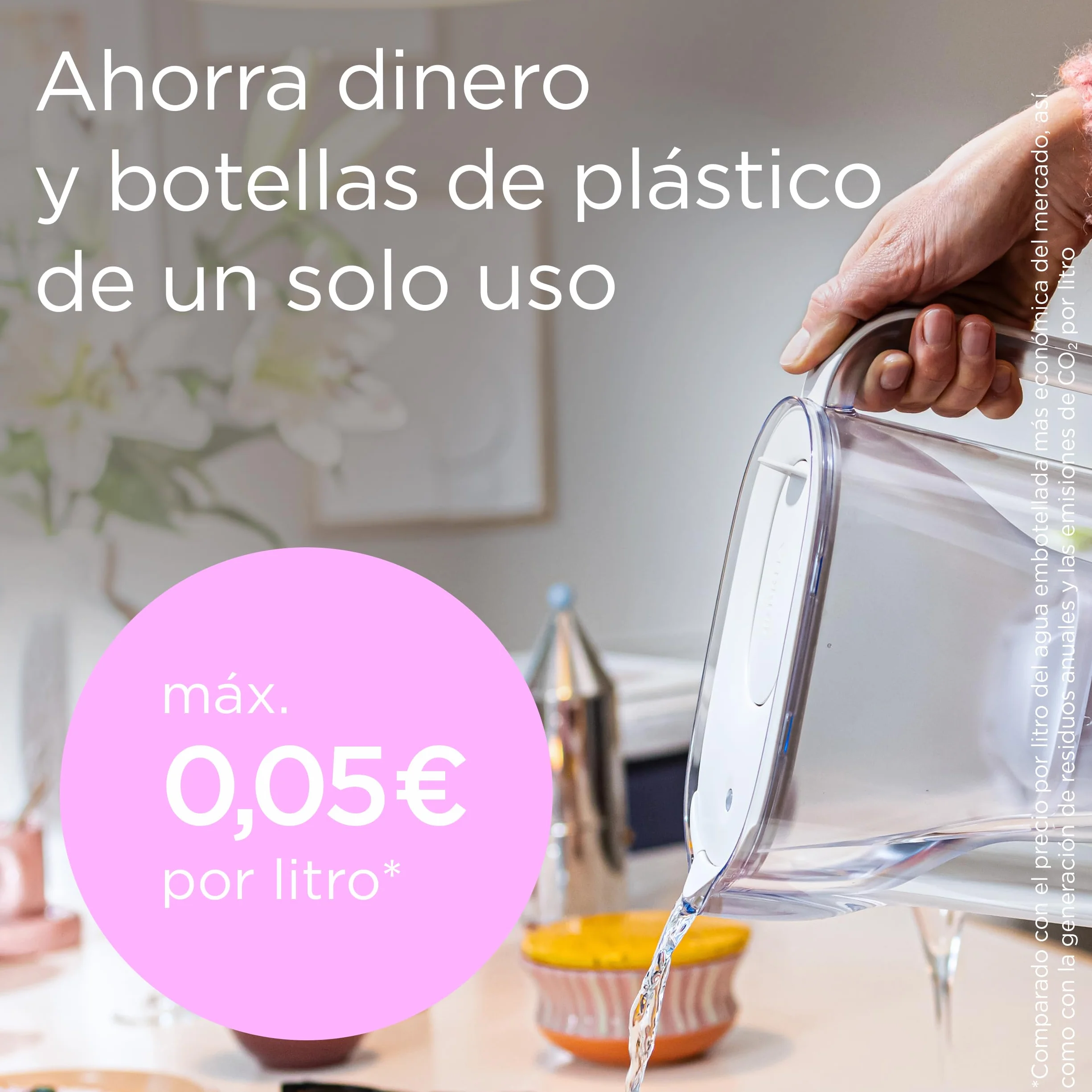 BRITA Jarra filtrante Style Essential Azul (2.4L) incl. 1x MAXTRA PRO PURE PERFORMANCE | Compatible con la puerta del frigorífico, con indicador LED, filtra impurezas, metales y mucho más