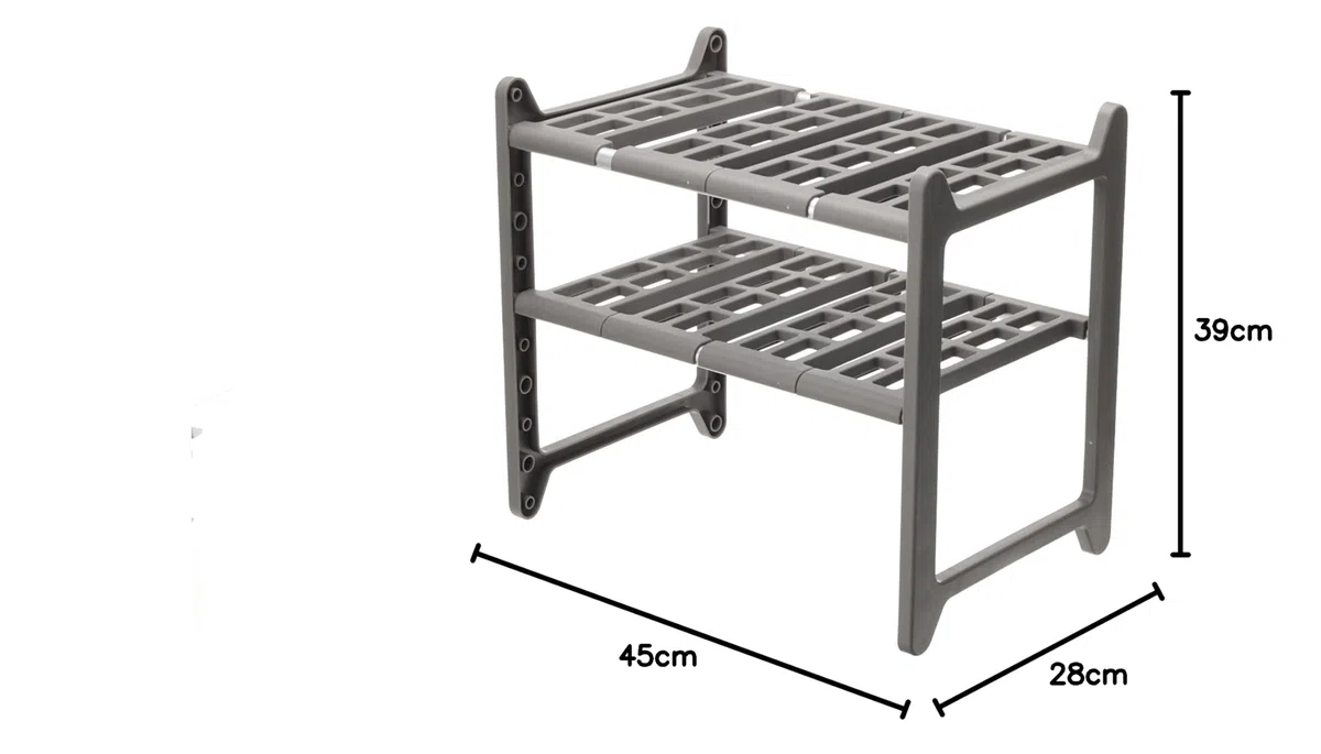 Wenko 2768010100 - Estantería para Armario de Fregadero (Distribución Ajustable, 44-82 x 39 x 28 cm), Aluminio y Plástico, Plateado