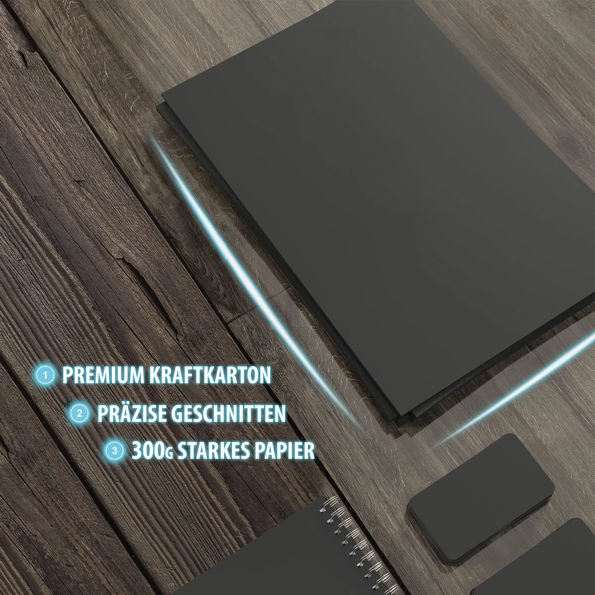 Cartón fotográfico negro 300g / m² - PAPEL PREMIUM Papel de dibujo - 50x70 cm - sin imprimir para manualidades, cartulina artesanal, papel escolar para jardín de infancia, cartón MADE IN GERMANY