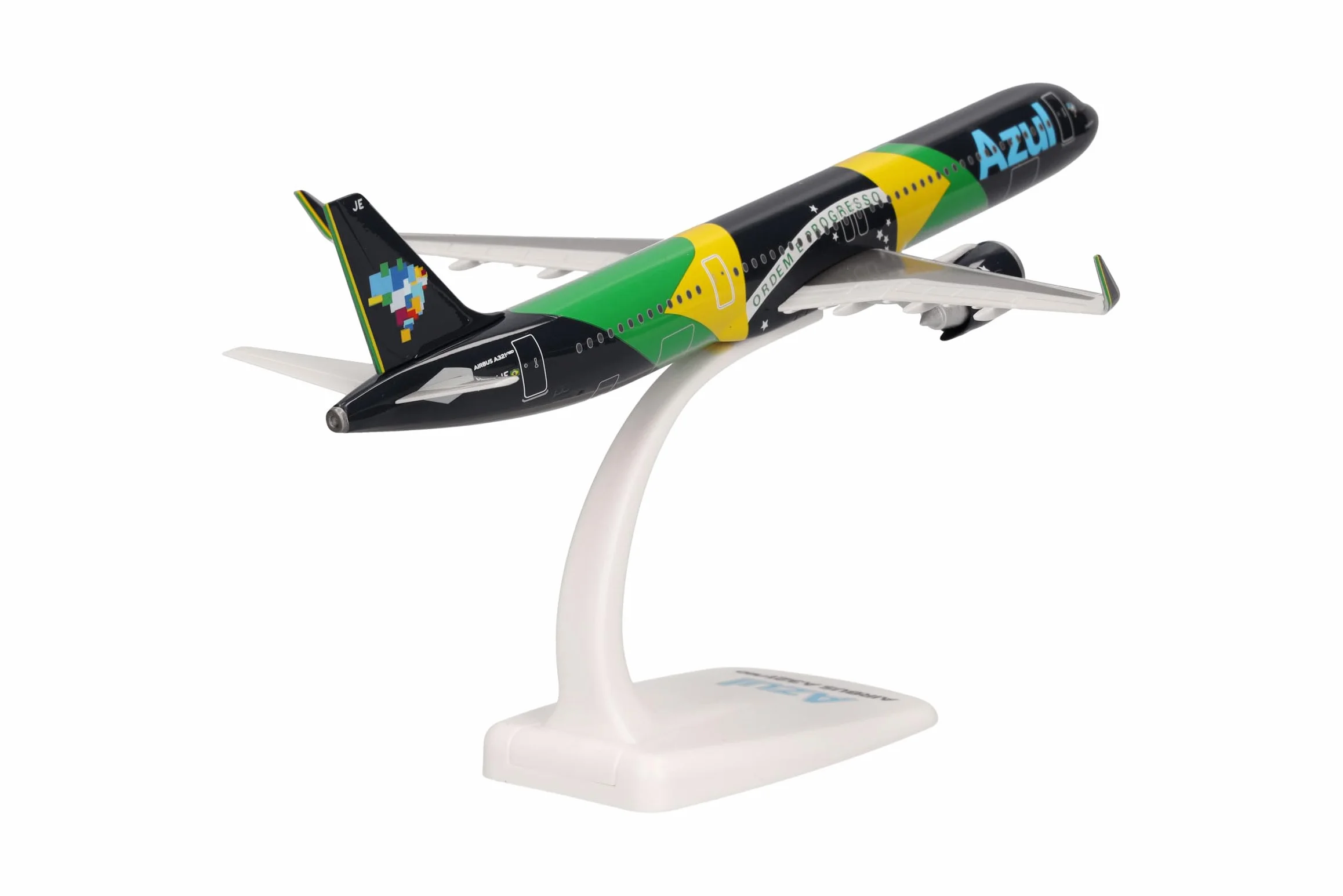 herpa Miniatura del avión Azul Brazilian Airlines Airbus A321neo Brazilian Flag Livery” - Snap-Fit, Escala 1/200, Modelo, maqueta de colleción, modelismo, Avion con Soporte, Figura plástico