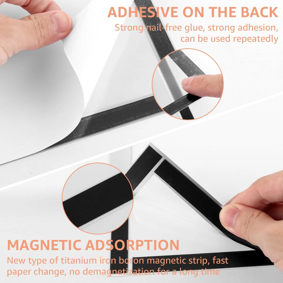 20 Piezas Marco Magnetico A5, Marco A5 de PVC Transparente Autoadhesivo 180 x 240 mm, Portadocumentos Pared Color Plata para Carteles, Avisos, Fotos, Oficina y Tienda