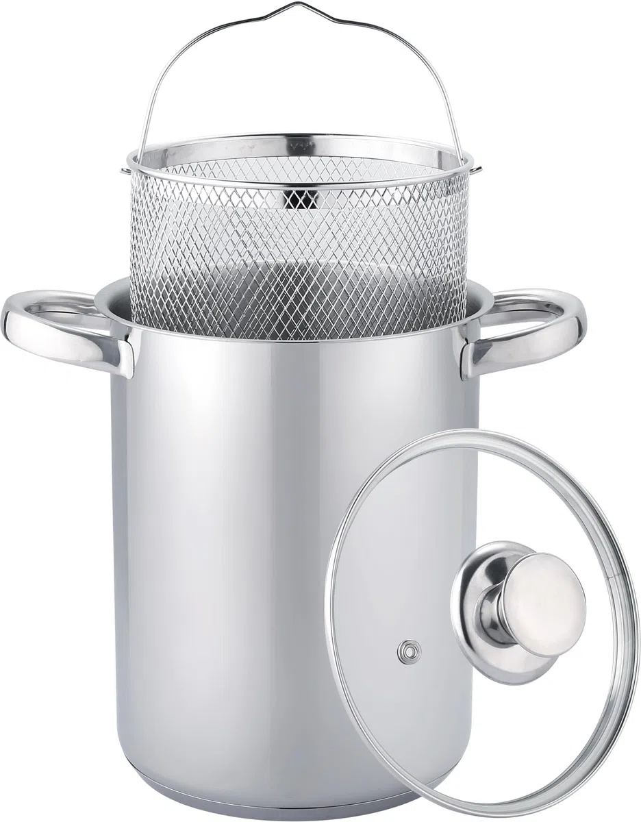 VIER - OLLA ALTA PARA ESPARRAGOS Y ESPAGUETTIS, CON TAPA DE VIDRIO, 16CM DIAMETRO. Apta para Pasta, Espaguetis, Verduras. Válido para toda clase de cocinas incluidas las de inducción.