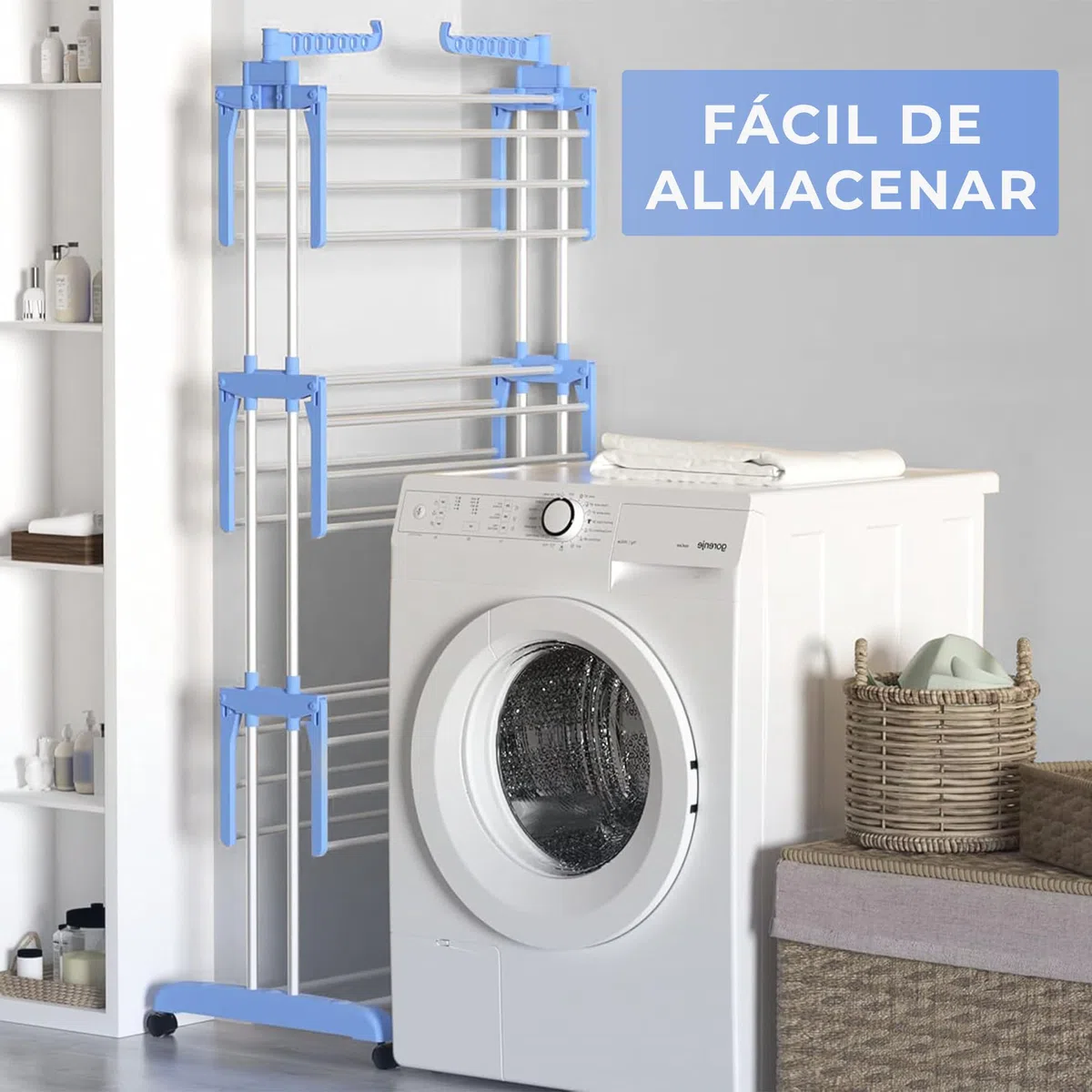 JUPPLIES Tendedero Vertical Plegable 175 cm Extensible 4 Niveles – Acero Inoxidable con Alas Giratorias y Ruedas – Compacto y Montaje Fácil para Piso, Cocina o Balcón