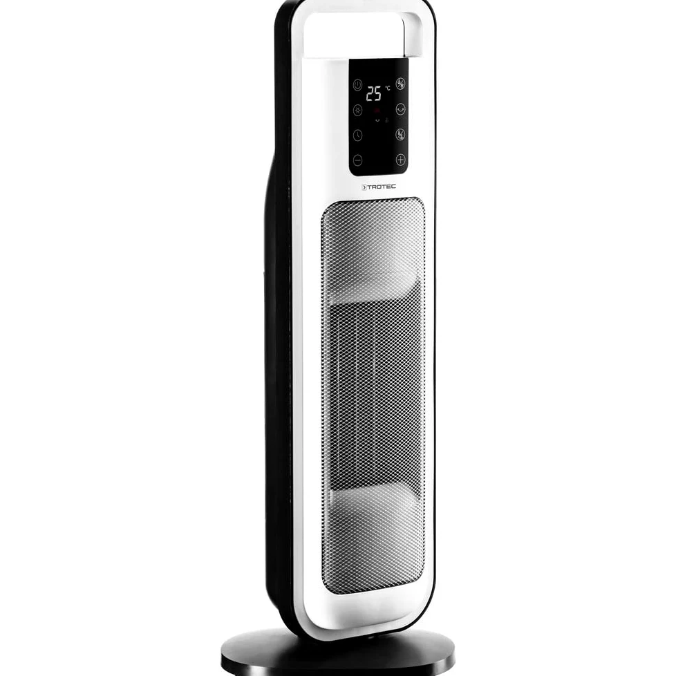 TROTEC Soplador calefactor de cerámica TFC 21 E | Calentador con asa de transporte, mando a distancia y dos ajustes de calor (1.300 W/2.000 W)