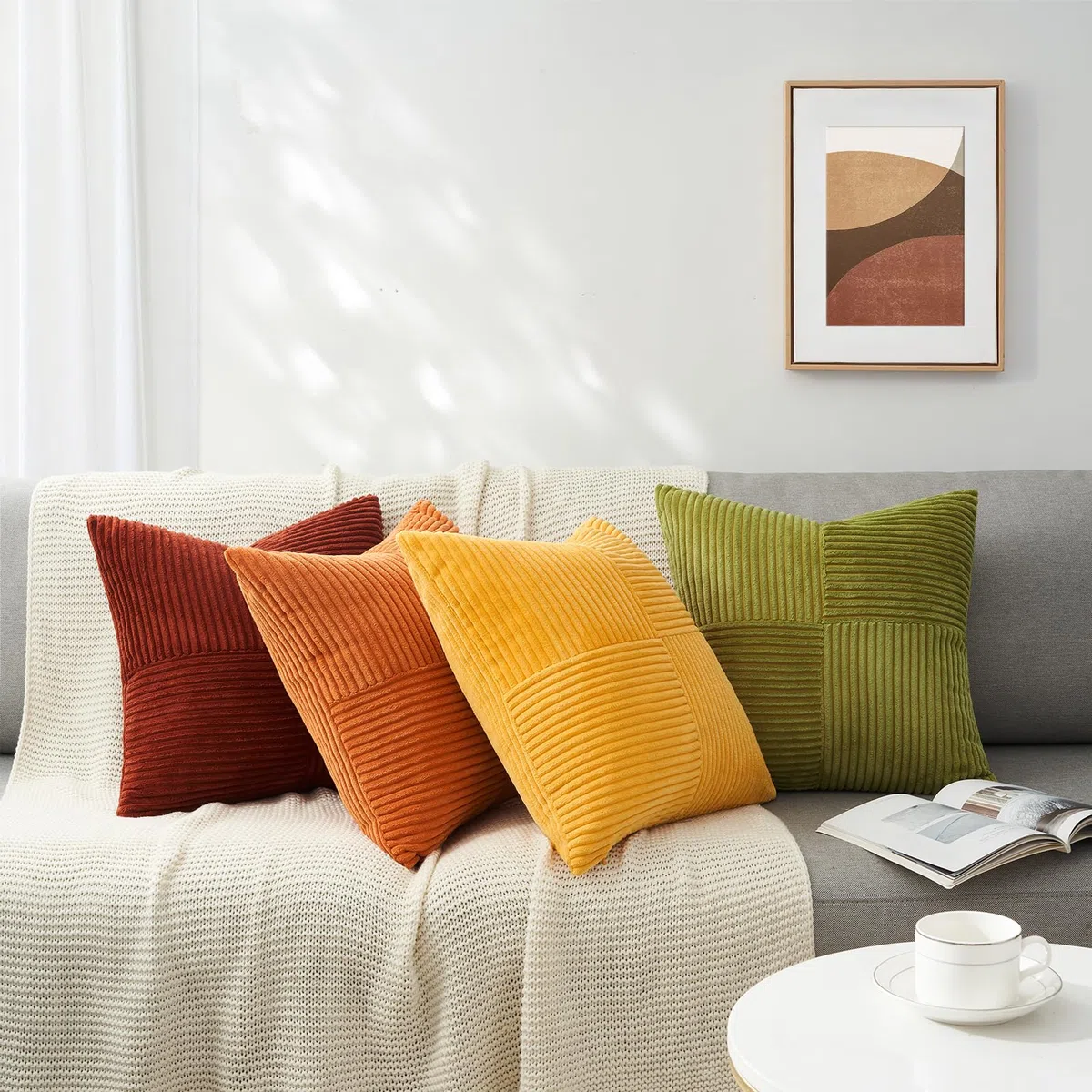 Topfinel Fundas de Cojines 40x40 Amarillo-Naranja 4 Piezas Forma de Molino Funda para Cojin Decoracion Hogar Sofa Cama Sillas Jardin Salon de Estar Dormitorio Habitación de los niños Pana Modernos