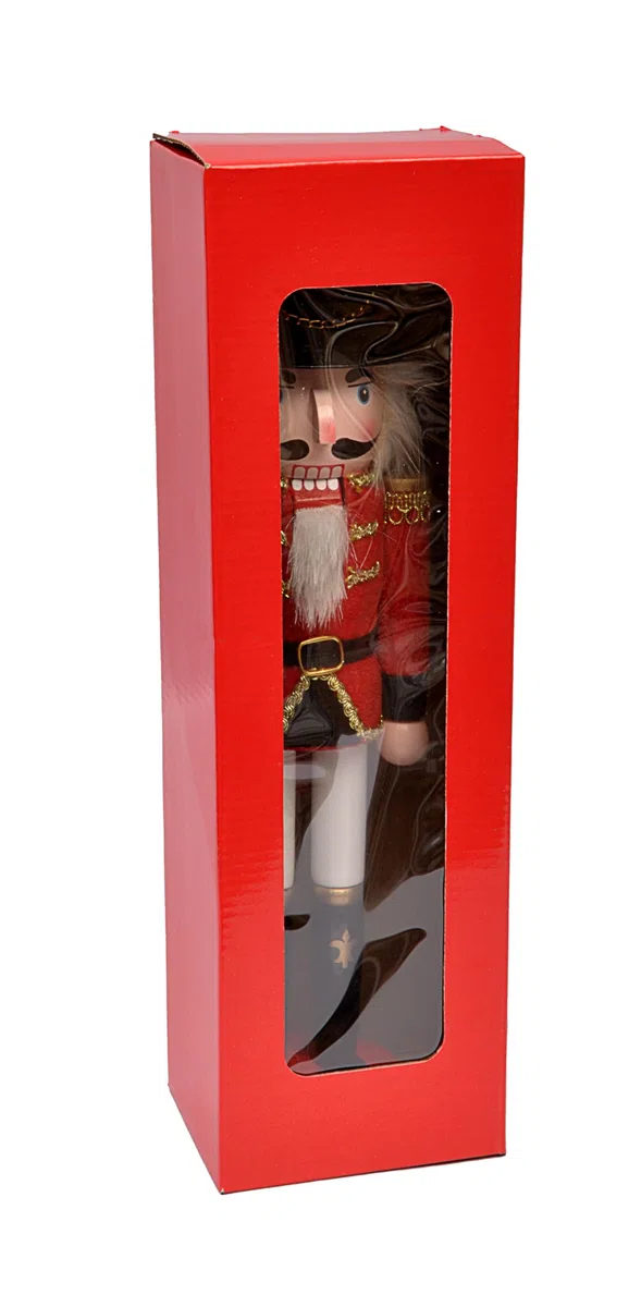 Christmas Nutcracker Toy Soldier Halberdier (60cm) Wooden Decoration with Fabric, Red/Black