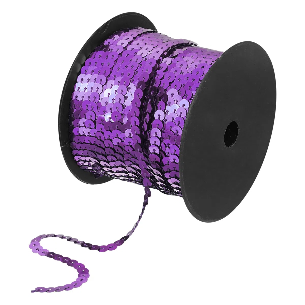 sourcing map Tira plana de lentejuelas de 6 mm, 98 yardas, rollo de cuerda de lentejuelas para proyectos de costura de flecos, color morado