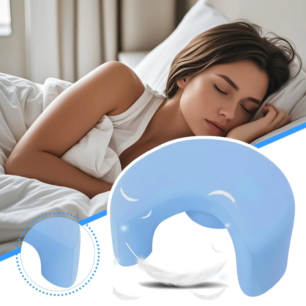 Almohada para dormir de costado Soporte de Memory Foam para Cuello, | Almohada Ergonómica Con Espuma Viscoelástica Manguito Rotador Dormir De Lado Cuerpo Rodilla