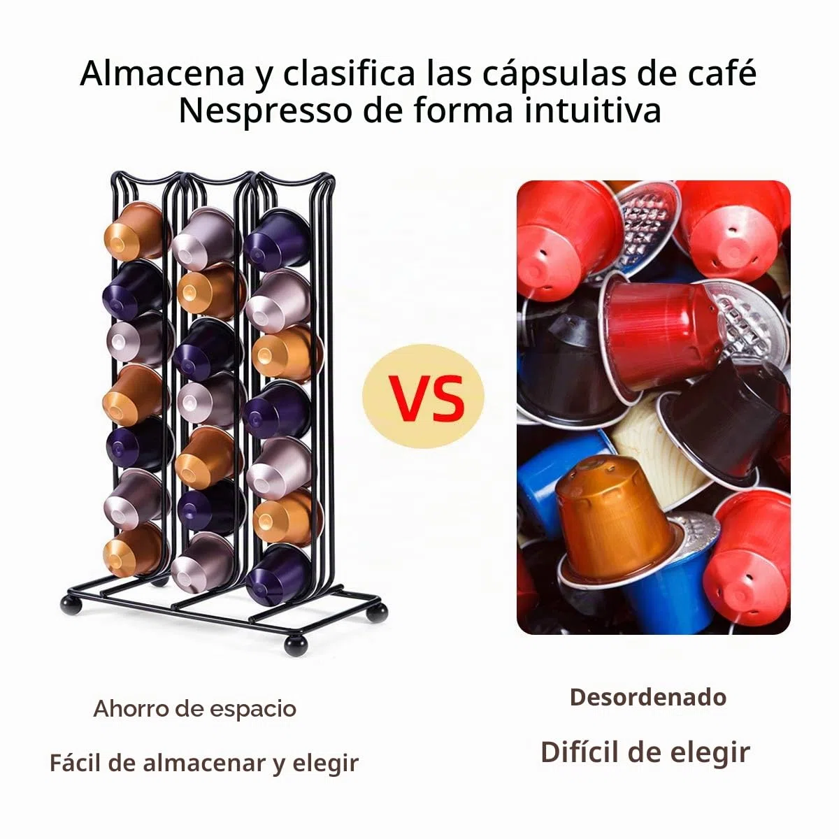 Soporte para Cápsulas de Café Nespresso - Dispensador para 42 Cápsulas, Soporte Cromado Duradero