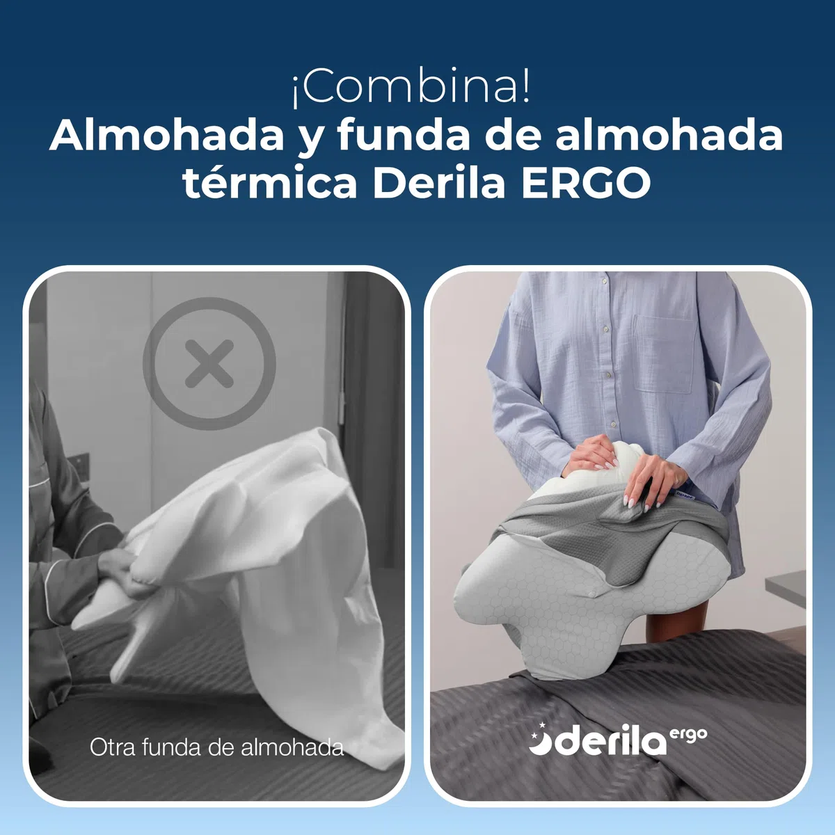 Derila Ergo Funda de Almohada Térmica con PCM – Funda con Regulación de Temperatura Refrescante y Cálida